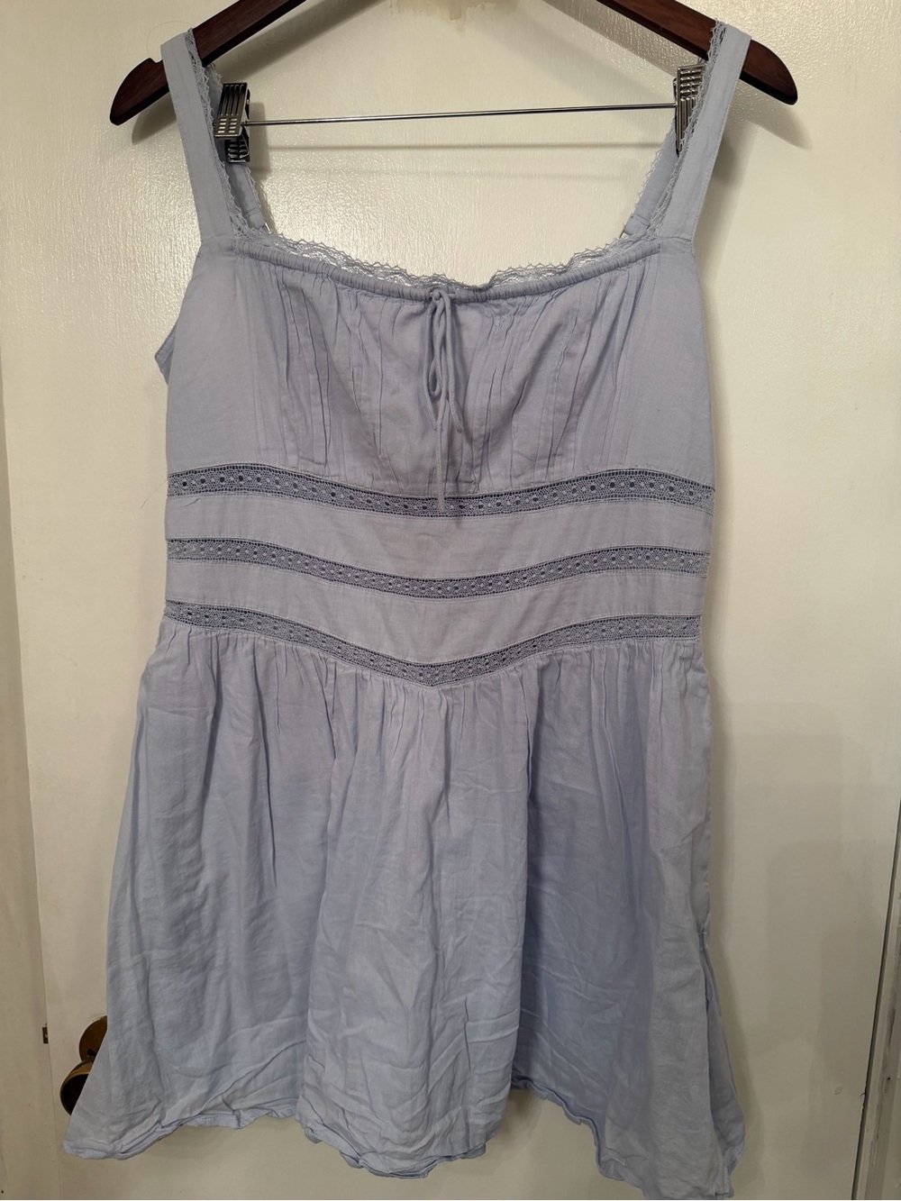 Abercrombie & Fitch Light Blue Lace-Trim Mini Dress